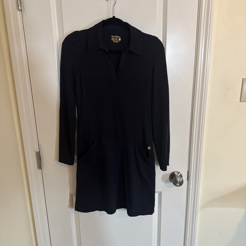 Lilly Pulitzer Dress Black Brickell Mini Luxletic UPF Resort Vacation Size XS